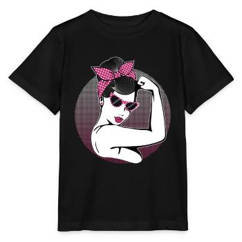 Retro Rockabilly Girl - Stanley/Stella Kinder T-Shirt MINI CREATOR  - Schwarz - Vorne - Mikhail (115cm)