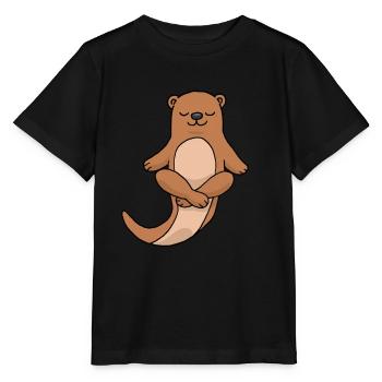Yoga Loutre méditation Yogi Namaste Cadeau Zen - T-shirt bio MINI CREATOR Stanley/Stella Enfant - noir - Devant - Mikhail (115cm)