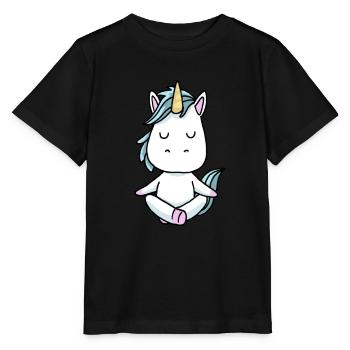 Yoga Einhorn Meditation Yogi Namaste Geschenk - Stanley/Stella Kinder T-Shirt MINI CREATOR  - Schwarz - Vorne - Mikhail (115cm)
