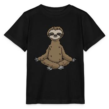 Yoga Faultier Meditation Yogi Namaste Geschenk - Stanley/Stella Kinder T-Shirt MINI CREATOR  - Schwarz - Vorne - Mikhail (115cm)