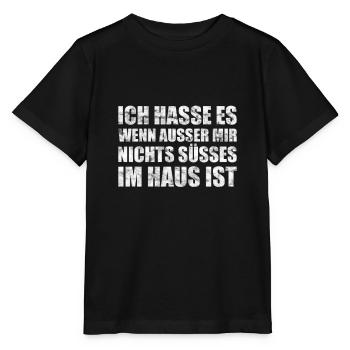 Lustiger Spruch: Hasse wenn nichts süsses im Haus - Stanley/Stella Kinder T-Shirt MINI CREATOR  - Schwarz - Vorne - Mikhail (115cm)
