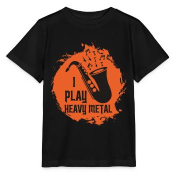 Saxophone Heavy Metal Band Musicien Musique Saxo - T-shirt bio MINI CREATOR Stanley/Stella Enfant - noir - Devant - Mikhail (115cm)