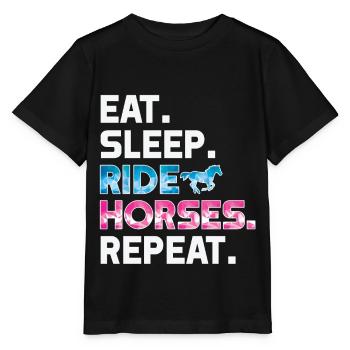 Eat Sleep Ride Chevaux Répéter la conception de cadeau d’équitation - T-shirt bio MINI CREATOR Stanley/Stella Enfant - noir - Devant - Mikhail (115cm)