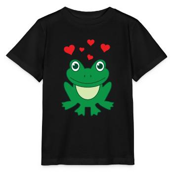 Frog With Hearts Frogs Heart Frogs Gift - Stanley/Stella MINI CREATOR Kids’ T-Shirt - black - Front - Mikhail (115cm)