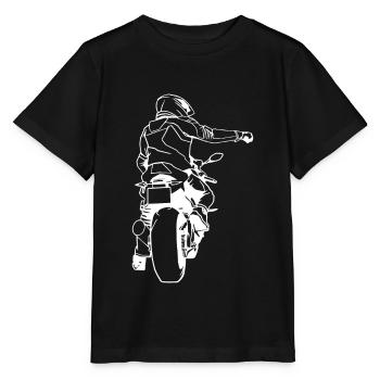 Moto vélo moteur scooter feu chaise machine course - T-shirt bio MINI CREATOR Stanley/Stella Enfant - noir - Devant - Mikhail (115cm)