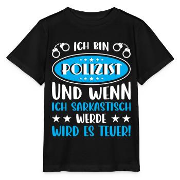 Polizei Polizist Polizisten Polizeibeamter - Stanley/Stella Kinder T-Shirt MINI CREATOR  - Schwarz - Vorne - Mikhail (115cm)