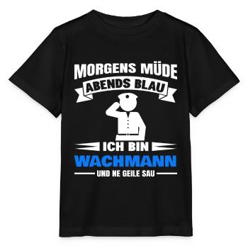 Morgens Müde Abends Blau Wachmann - Stanley/Stella Kinder T-Shirt MINI CREATOR  - Schwarz - Vorne - Mikhail (115cm)