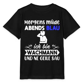 Morgens Müde Abends Blau Wachmann - Stanley/Stella Kinder T-Shirt MINI CREATOR  - Schwarz - Vorne - Mikhail (115cm)