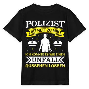 Polizei Polizist Polizisten Polizeibeamter - Stanley/Stella Kinder T-Shirt MINI CREATOR  - Schwarz - Vorne - Mikhail (115cm)