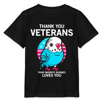 Thank you Veterans Your favorite budgies - Stanley/Stella Kinder T-Shirt MINI CREATOR  - Schwarz - Vorne - Mikhail (115cm)