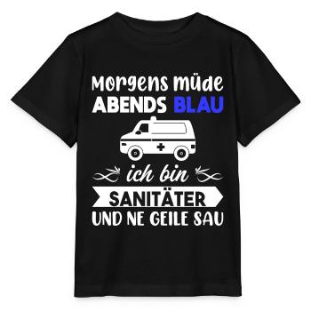 Morgens Müde Abends Blau Sanitäter - Stanley/Stella Kinder T-Shirt MINI CREATOR  - Schwarz - Vorne - Mikhail (115cm)