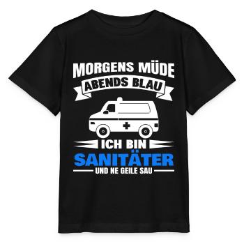 Morgens Müde Abends Blau Sanitäter - Stanley/Stella Kinder T-Shirt MINI CREATOR  - Schwarz - Vorne - Mikhail (115cm)