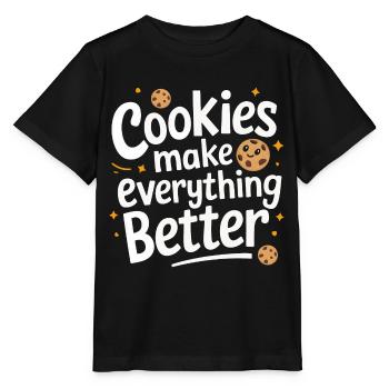 Cookies Cookie Keks Kekse Schokolade - Stanley/Stella Kinder T-Shirt MINI CREATOR  - Schwarz - Vorne - Mikhail (115cm)