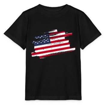 Drapeau américain - T-shirt bio MINI CREATOR Stanley/Stella Enfant - noir - Devant - Mikhail (115cm)