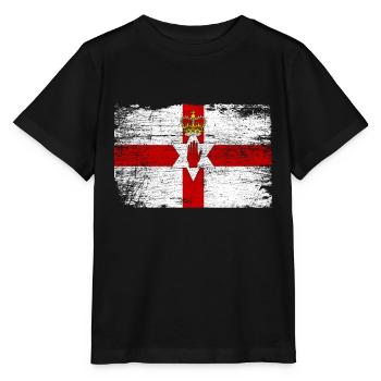 Nordirland Flagge - Stanley/Stella Kinder T-Shirt MINI CREATOR  - Schwarz - Vorne - Mikhail (115cm)