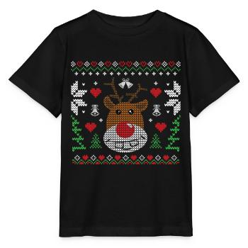 Ugly Christmas Rudolf - T-shirt bio MINI CREATOR Stanley/Stella Enfant - noir - Devant - Mikhail (115cm)