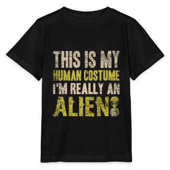 Costume d'extraterrestre - T-shirt bio MINI CREATOR Stanley/Stella Enfant - noir - Devant - Mikhail (115cm)