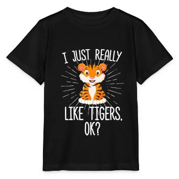 Cadeau drôle de tigre J'aime vraiment les tigres OK? Gif - T-shirt bio MINI CREATOR Stanley/Stella Enfant - noir - Devant - Mikhail (115cm)