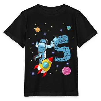 Astronaut 5 years birthday space rocket - Stanley/Stella MINI CREATOR Kids’ T-Shirt - black - Front - Mikhail (115cm)