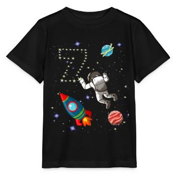 Rocket Astronaut 7 Year 7th Birthday Space - Stanley/Stella MINI CREATOR Kids’ T-Shirt - black - Front - Mikhail (115cm)