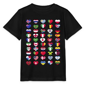 Drapeaux nationaux Drapeaux nationaux Forme du cœur - T-shirt bio MINI CREATOR Stanley/Stella Enfant - noir - Devant - Mikhail (115cm)
