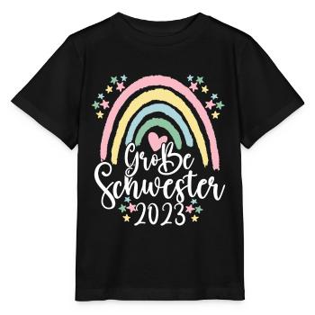 Große Schwester 2023 Boho Style Regenbogen Mädchen - Stanley/Stella Kinder T-Shirt MINI CREATOR  - Schwarz - Vorne - Mikhail (115cm)