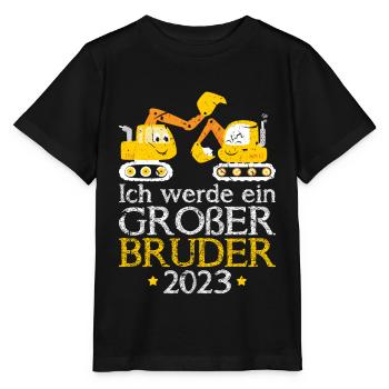 Ich Werde Großer Bruder 2023 Jungen Bagger - Stanley/Stella Kinder T-Shirt MINI CREATOR  - Schwarz - Vorne - Mikhail (115cm)
