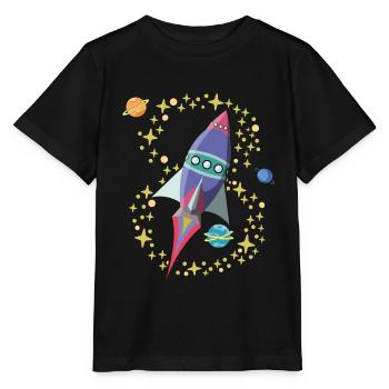 Fusée 8e anniversaire 8 ans Voyage dans l'espace Vaisseau spatial - T-shirt bio MINI CREATOR Stanley/Stella Enfant - noir - Devant - Mikhail (115cm)
