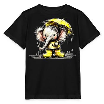 Elephant in the rain - Stanley/Stella MINI CREATOR Kids’ T-Shirt - black - Front - Mikhail (115cm)