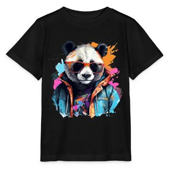 Rogue Panda. Graffiti-style design. - Stanley/Stella MINI CREATOR Kids’ T-Shirt - black - Front - Mikhail (115cm)