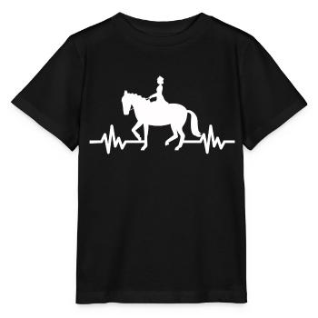 Herzschlag Pferd - Hengst Stute Ross Reitsport - Stanley/Stella Kinder T-Shirt MINI CREATOR  - Schwarz - Vorne - Mikhail (115cm)