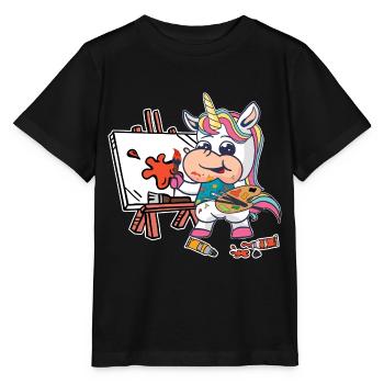 Unicorn Painting Season Colors - Stanley/Stella MINI CREATOR Kids’ T-Shirt - black - Front - Mikhail (115cm)