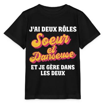 soeur danseuse je gère rétro 80s humour - T-shirt bio MINI CREATOR Stanley/Stella Enfant - noir - Devant - Mikhail (115cm)