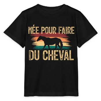 amoureuse des chevaux - cadeau Cavelier. - T-shirt bio MINI CREATOR Stanley/Stella Enfant - noir - Devant - Mikhail (115cm)