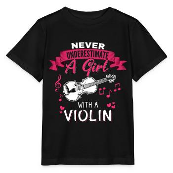 Never underestimate a Girl with a Violin - Stanley/Stella Kinder T-Shirt MINI CREATOR  - Schwarz - Vorne - Mikhail (115cm)