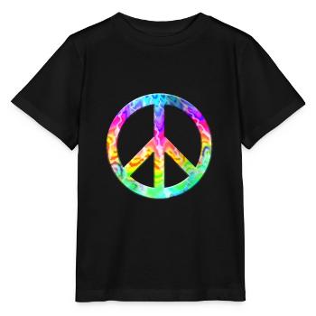 Flower Power Peace Hippie Love 60s 70s Peace coloré - T-shirt bio MINI CREATOR Stanley/Stella Enfant - noir - Devant - Mikhail (115cm)