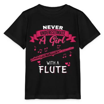Ne sous-estimez jamais une fille avec une flûte - T-shirt bio MINI CREATOR Stanley/Stella Enfant - noir - Devant - Mikhail (115cm)