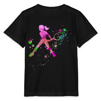 tennis,backhand,tennis player,girl,child - Stanley/Stella MINI CREATOR Kids’ T-Shirt - black - Front - Mikhail (115cm)