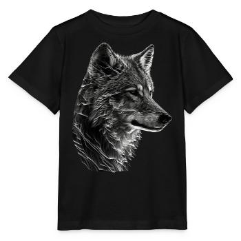 Wolf Tier Kunst Geschenk Tiermotiv - Stanley/Stella Kinder T-Shirt MINI CREATOR  - Schwarz - Vorne - Mikhail (115cm)