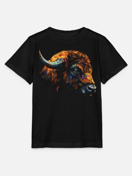 Bison Polygon Bunt Waldtiere Tier Geschenk Tiere - Stanley/Stella Kinder T-Shirt MINI CREATOR - Schwarz