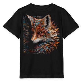 Fuchs Tierliebhaber Geschenk Wildtier Tier Motiv - Stanley/Stella Kinder T-Shirt MINI CREATOR  - Schwarz - Vorne - Mikhail (115cm)