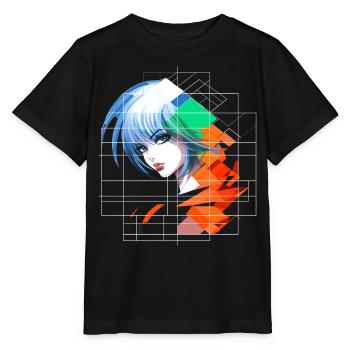 Anime Frauen Kunst Blaue Augen Grafik Buntes Anime - Stanley/Stella Kinder T-Shirt MINI CREATOR  - Schwarz - Vorne - Mikhail (115cm)