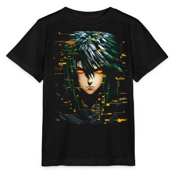 Anime Männer Pixel Kunst Grafik Fantasie Anime - Stanley/Stella Kinder T-Shirt MINI CREATOR  - Schwarz - Vorne - Mikhail (115cm)