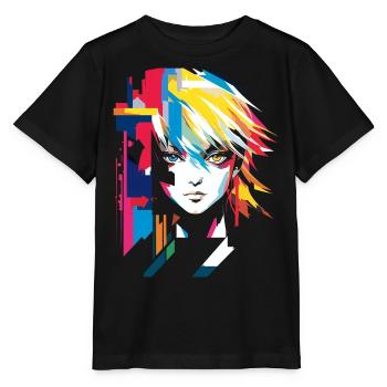 Anime Geometrische Formen Kunst Grafik Frauen Port - Stanley/Stella Kinder T-Shirt MINI CREATOR  - Schwarz - Vorne - Mikhail (115cm)