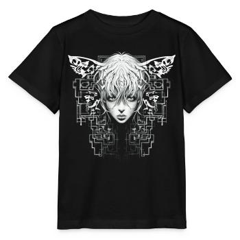 Anime Zeichnung Mandala Kunst Grafik Motiv Gesicht - Stanley/Stella Kinder T-Shirt MINI CREATOR  - Schwarz - Vorne - Mikhail (115cm)