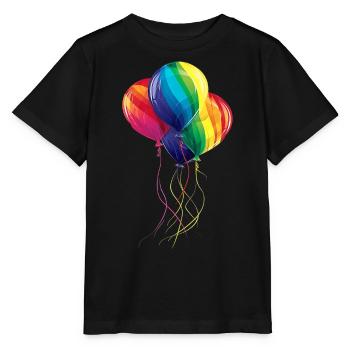 Ballons Art Coloré Polygone Motif Graphique Montgolfières - T-shirt bio MINI CREATOR Stanley/Stella Enfant - noir - Devant - Mikhail (115cm)