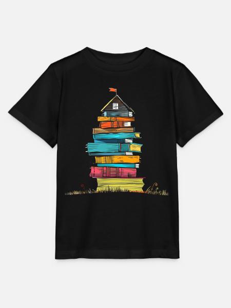 Buch Haus Kunstwerk Illustration Grafik Kunstwerk - Stanley/Stella Kinder T-Shirt MINI CREATOR - Schwarz