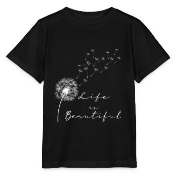 Life's Beautiful Pusteblume Löwenzahn Leichtigkeit - Stanley/Stella Kinder T-Shirt MINI CREATOR  - Schwarz - Vorne - Mikhail (115cm)