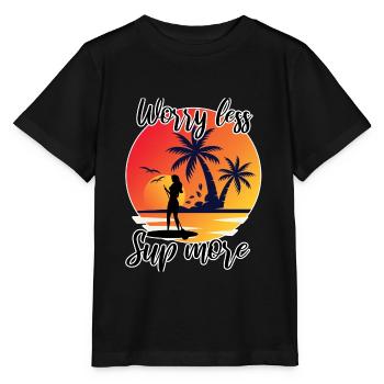 Worry less sup more Stand up paddle sunrise - Stanley/Stella MINI CREATOR Kids’ T-Shirt - black - Front - Mikhail (115cm)