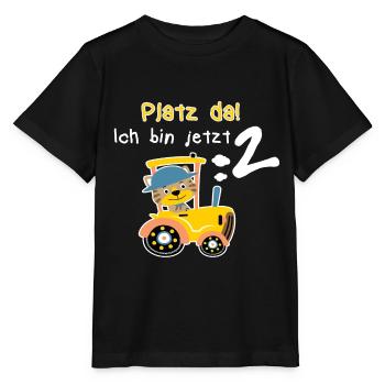 Platz da gelber Traktor Katze 2 Jahre Geburtstag - Stanley/Stella Kinder T-Shirt MINI CREATOR  - Schwarz - Vorne - Mikhail (115cm)